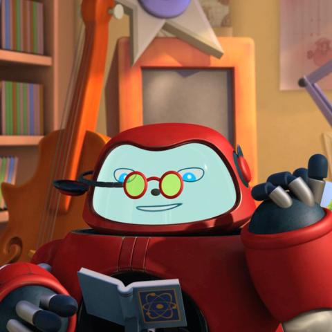 Gizmo reading and Chris looking concerned