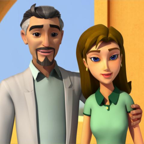 Professor Quantum and Phoebe Standing