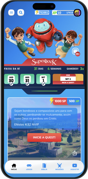 Superbook Bible App Home Screen